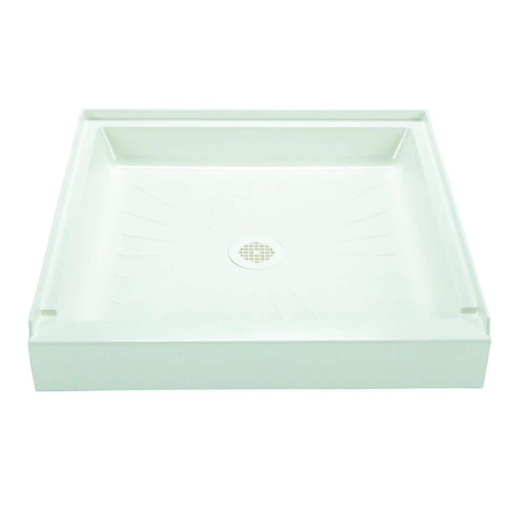 MUSTEE Durabase 32 in. L x 32 in. W Single Threshold Alcove Shower Pan Base with Center Drain in White -  3232M