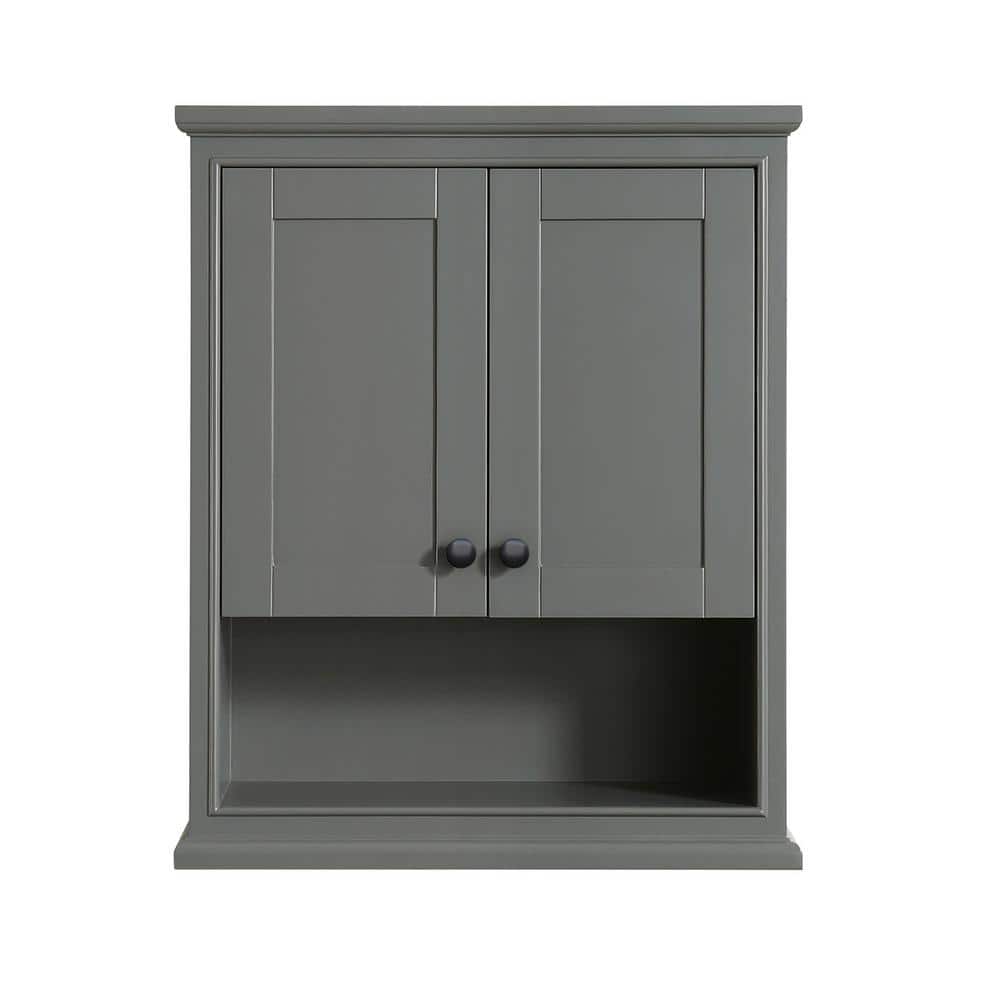 Deborah Dark Gray Wall-Mounted Bathroom Cabinet with Matte Black Trim