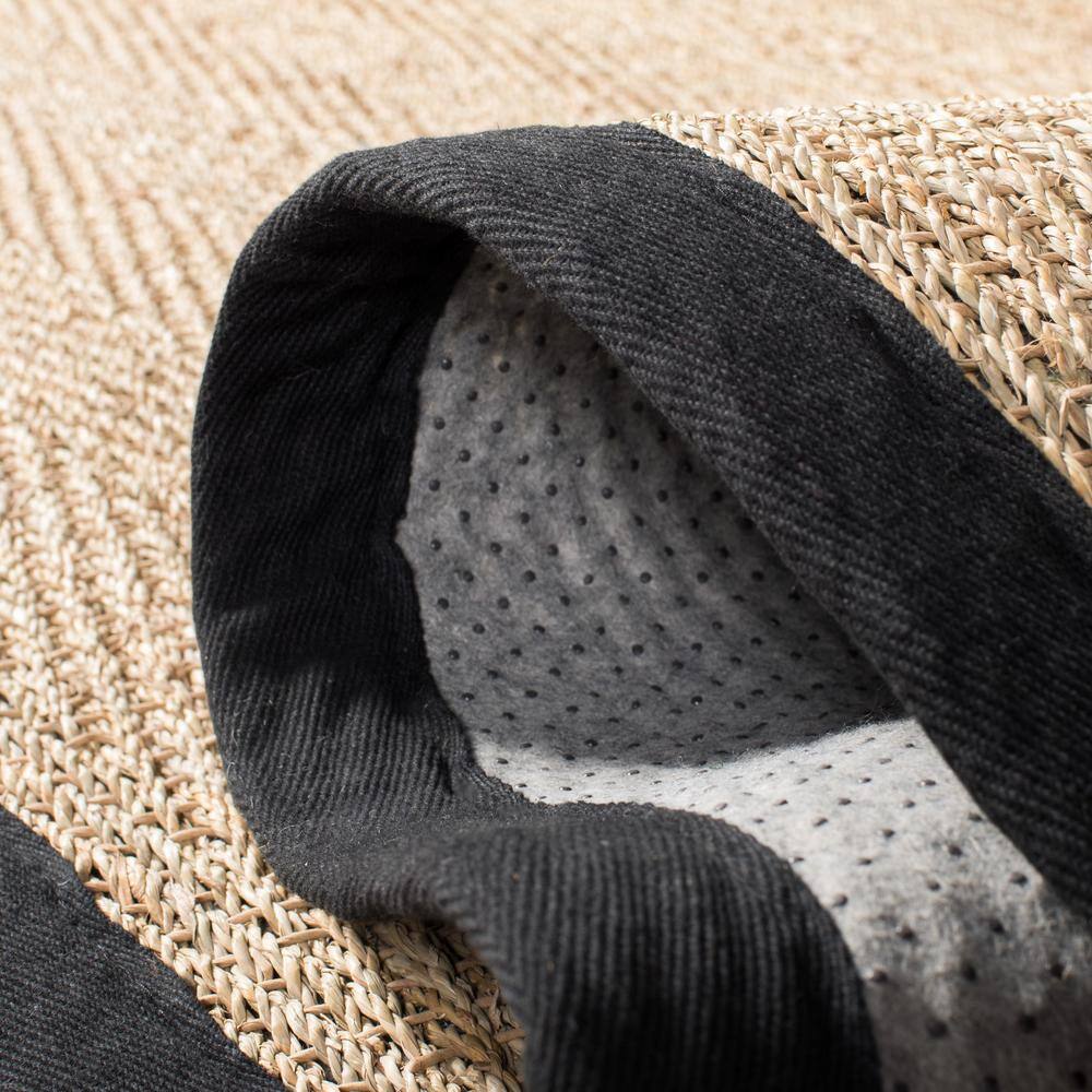 Reversible Herringbone Natural & Black Cotton Area Rug - 3' x 5'