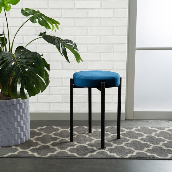 Home Details Velour Vanity Stool in Navy