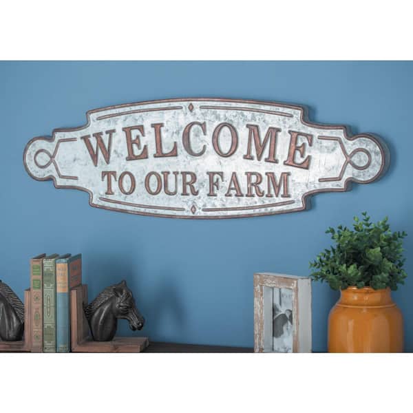 Litton Lane Brown Metal Farmhouse Sign Wall Decor 11 in. x 36 in.