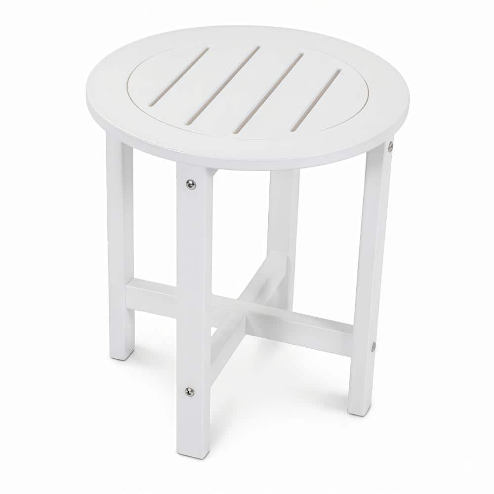 White HDPE Outdoor Side Table, 16 in. Round All-Weather Patio End Table price history on PriceWatchPro