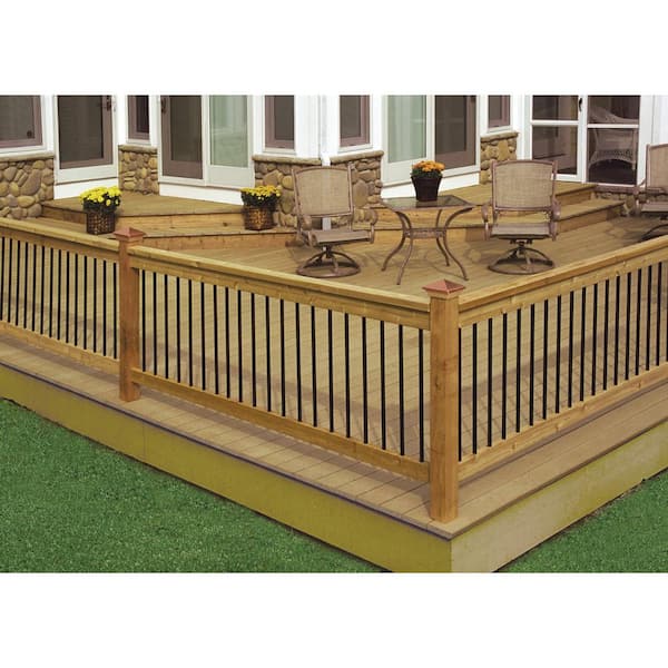 ProWood 8 ft. Aluminum Cedar-Tone Southern Yellow Pine Deck Railing Kit