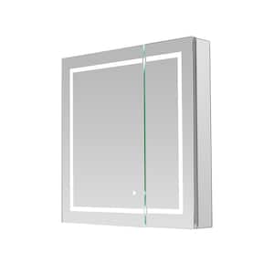 Royale BasicV2 30 in. x 30 in. Recessed or Surface Mount Medicine Cabinet with Bi-View Door, LED Light with Dimmer