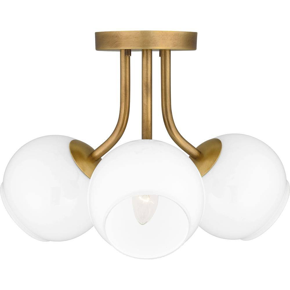 Matte Black and Clear Globe 3-Light Modern Semi-Flush Mount