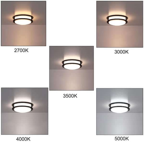 Hukoro Hanz 10 in. Matte Black Selectable LED 2700K, 3000K, 3500K, 4000K, 5000K Flush Mount Ceiling Light (2-Pack)
