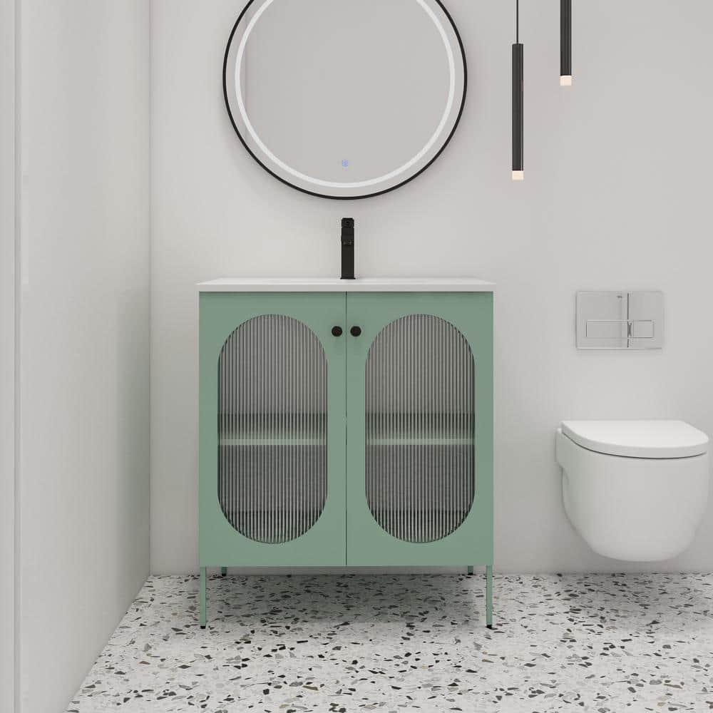 30 in. W. x 18.3 in. D x 34.3 in. H Freestanding Bath Vanity in Green with 