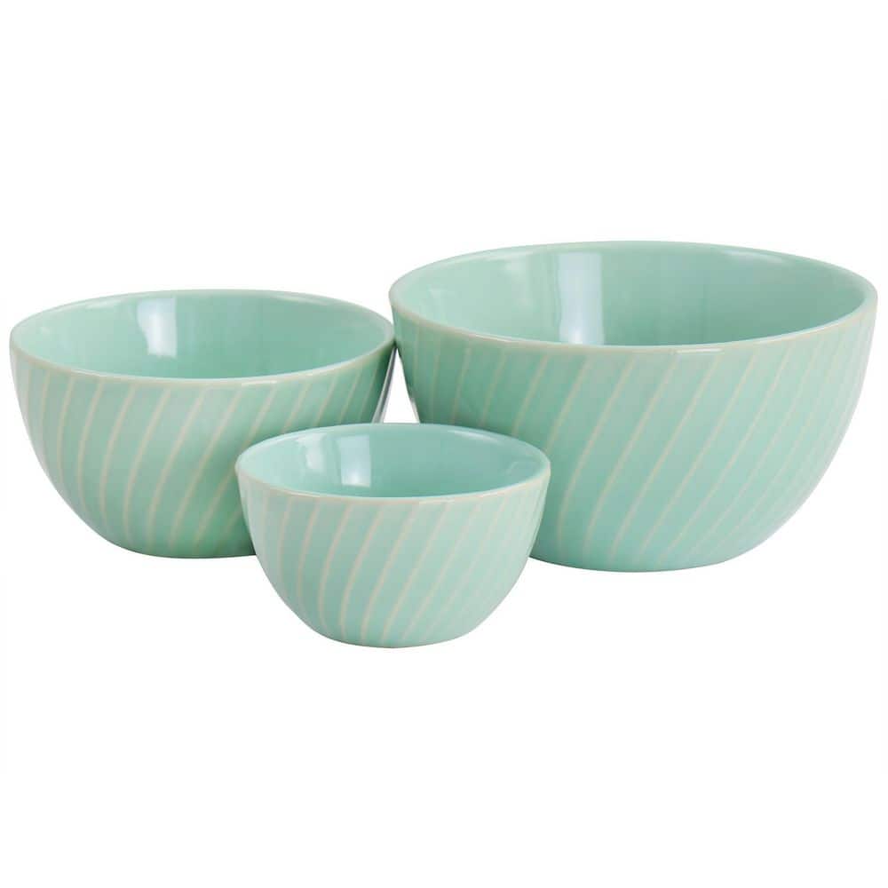 5pc Earthenware Ceramic Mixing Bowl Set Green - Figmint™ : Target