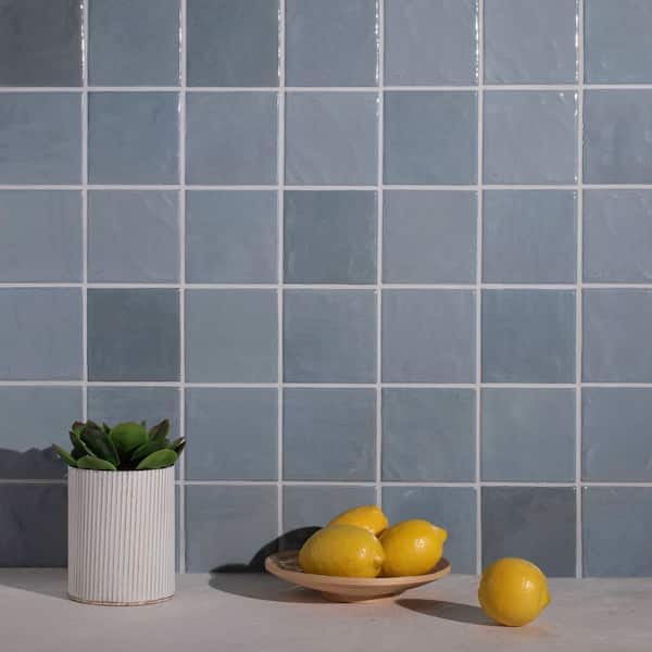 Harvest 4 in. x 4 in. Blueberry Gloss Glazed Ceramic Wall Tile Sample