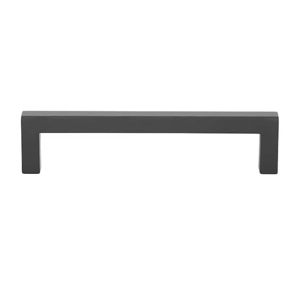 GLIDERITE 5 in. Matte Black Solid Square Slim Cabinet Drawer Bar Pulls (10-Pack)