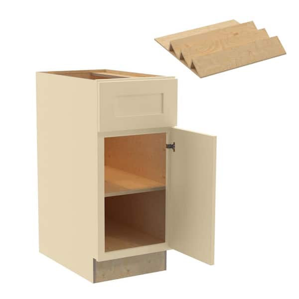 Home Decorators Collection Newport 15 in. W x 24 in. D x 34.5 in. H Assembled Plywood Base Kitchen Cabinet in Blended Cream with Spice Soft Cls LH