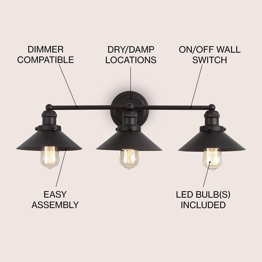 Elegant July Oil-Rubbed Bronze 3-Light Vanity Sconce with Clear Shade