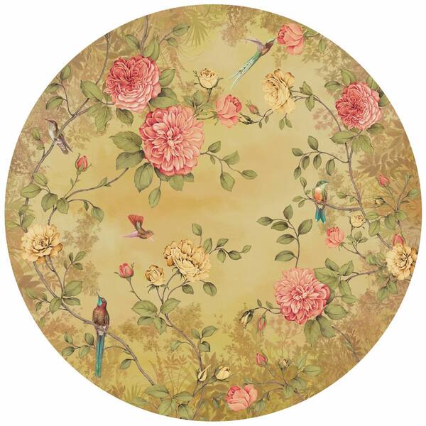 Walls Republic Circular Chinoiserie Wallpaper Mural Yellow Paper Strippable Roll Covers 6 Sq Ft M9809 The Home Depot