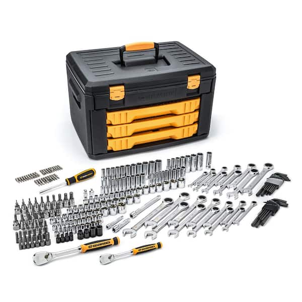 GEARWRENCH 1/4 in. and 3/8 in. Drive 90-Tooth Standard and Deep SAE/Metric Mechanics Tool Set in 3-Drawer Storage Box (232-Piece)