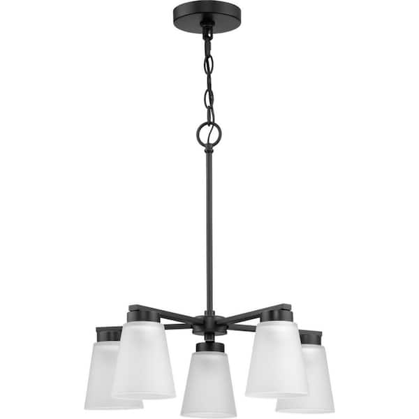 Progress Lighting Tanner Collection 5-Light Matte Black Transitional Chandelier