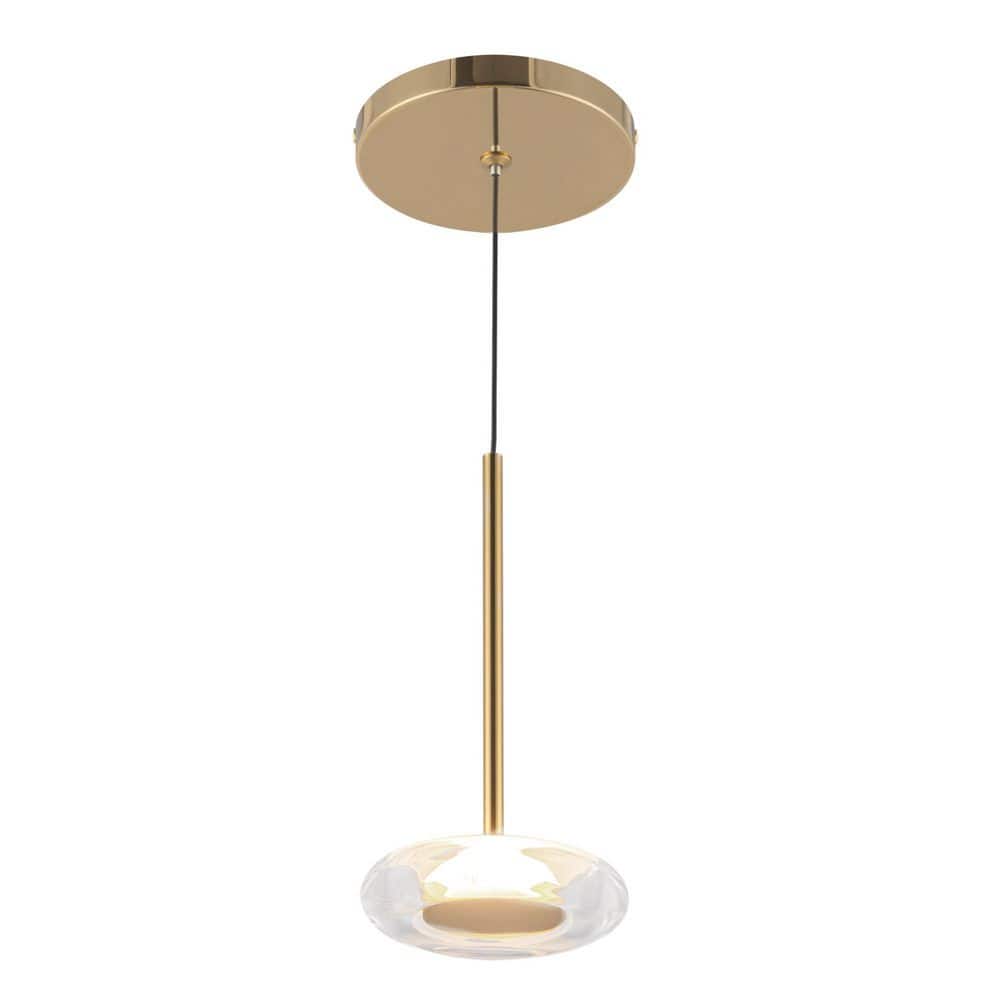 Stephord 4-in 1 Light 6-Watt Metallic Brass/Clear Glass Integrated LED Pendant Light price history on PriceWatchPro