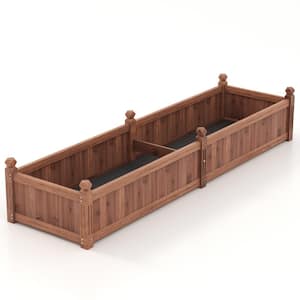 91 in. Fir Wood Outdoor Divisible Planter Box with Corner Drainage and Non-woven Liner for Growing Vegetables