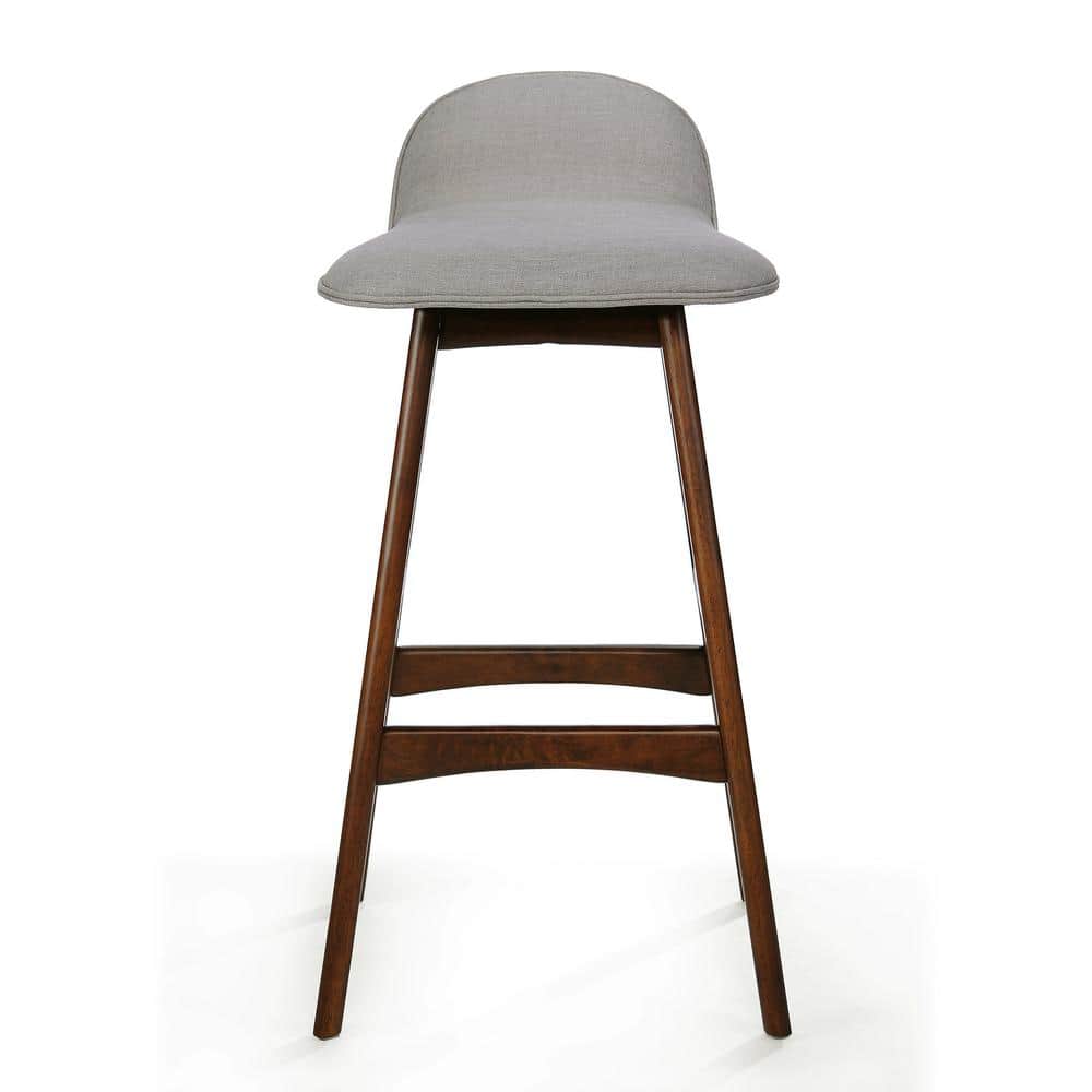 Mid-Century Modern Upholstered Dark Beige Barstools, Set of 2