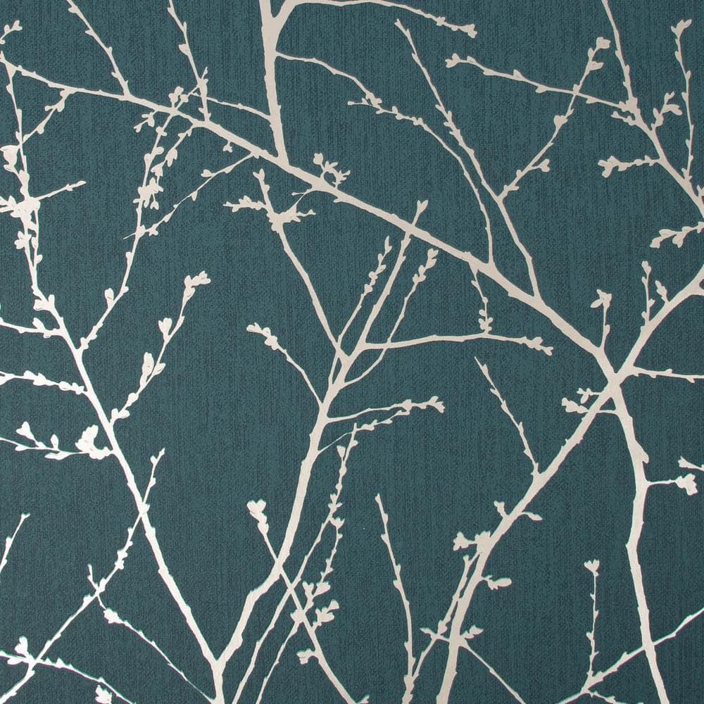 Green and Gold Vinyl Textured Floral Wallpaper Roll