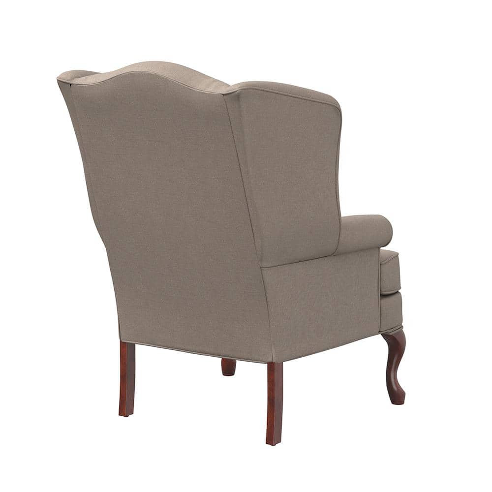 Handcrafted Beige Linen-Textured Traditional Wingback Chair