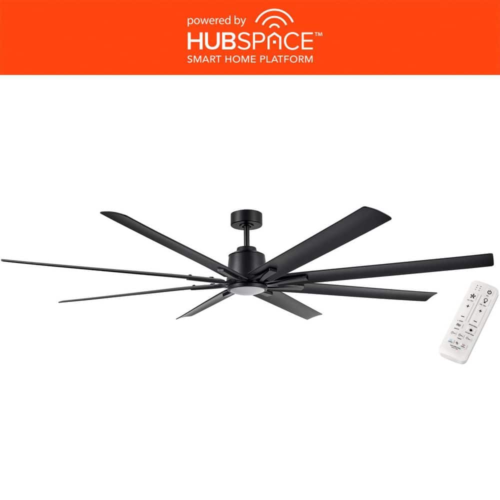 Kensgrove II 84 in. Smart Indoor/Covered Outdoor Matte Black Ceiling Fan wi