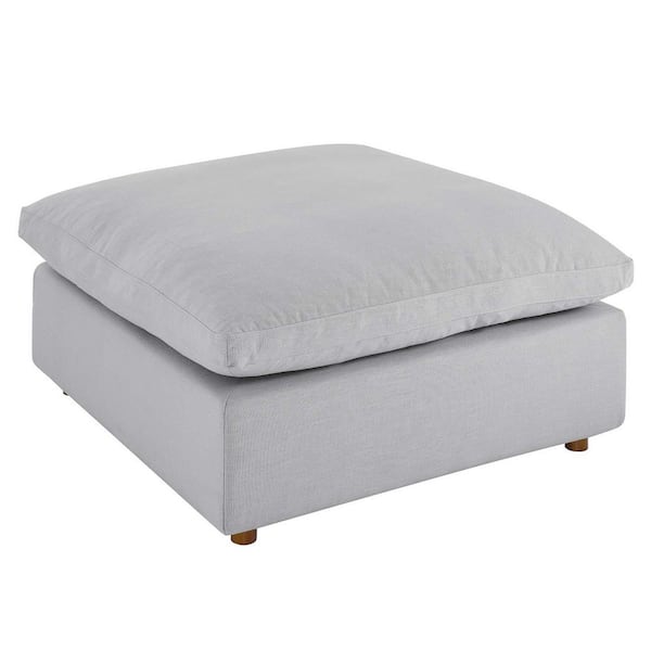 MODWAY Commix Light Gray Down Filled Overstuffed Pillow Top Ottoman