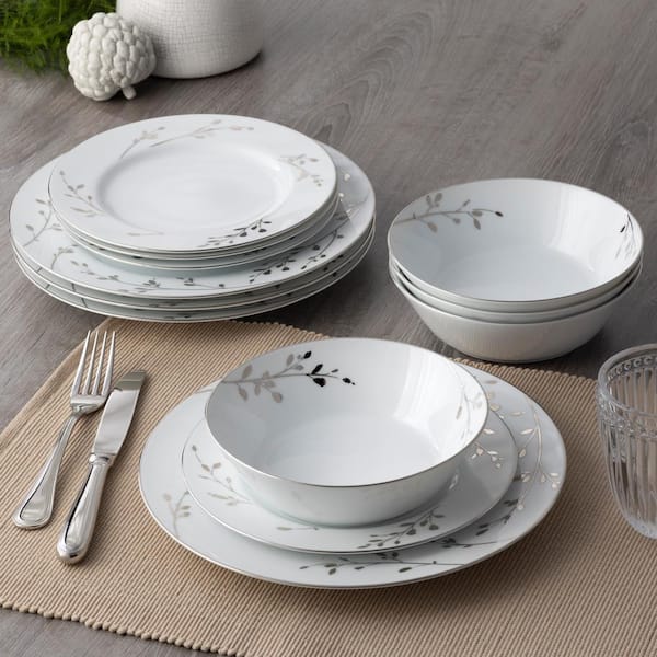 Noritake Birchwood 12-Piece (White) Porcelain Dinnerware Set