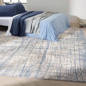 Rush Ivory Blue 7 ft. x 10 ft. Abstract Contemporary Area Rug