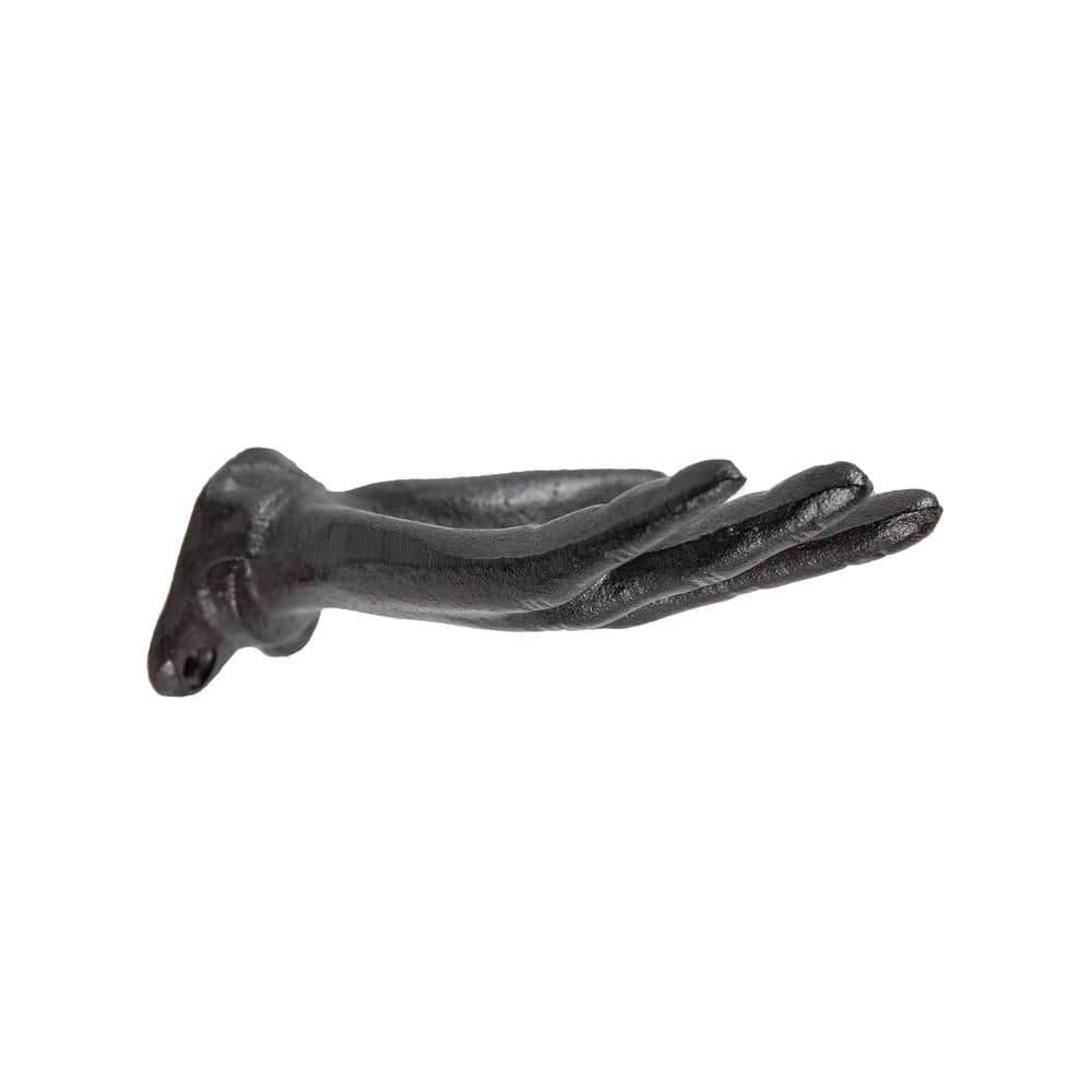 Palms Up Dark Brown Cast Iron Wall Hooks Set