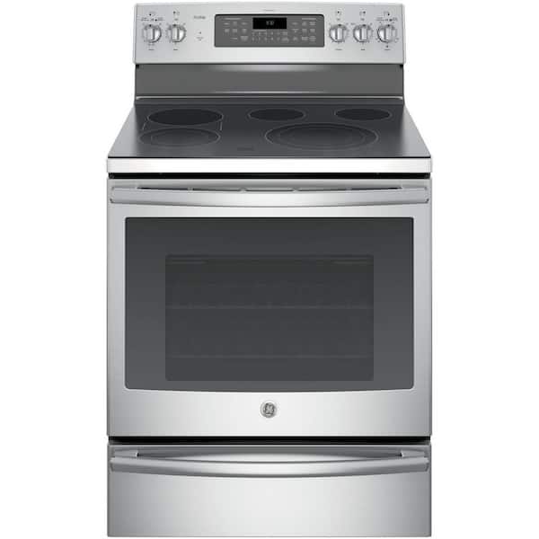GE 30 in. 5.3 cu. ft. Smart Electric Range with Self-Cleaning Convection Oven and WiFi in Stainless Steel
