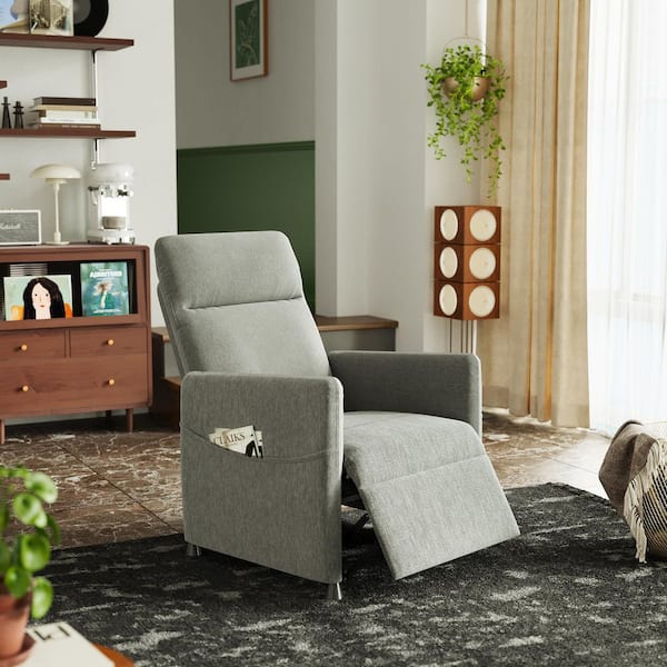 Boyle Modern Light Gray Upholstered Linen Power Lift Recliner Chair with Adjustable Footrest & Backrest