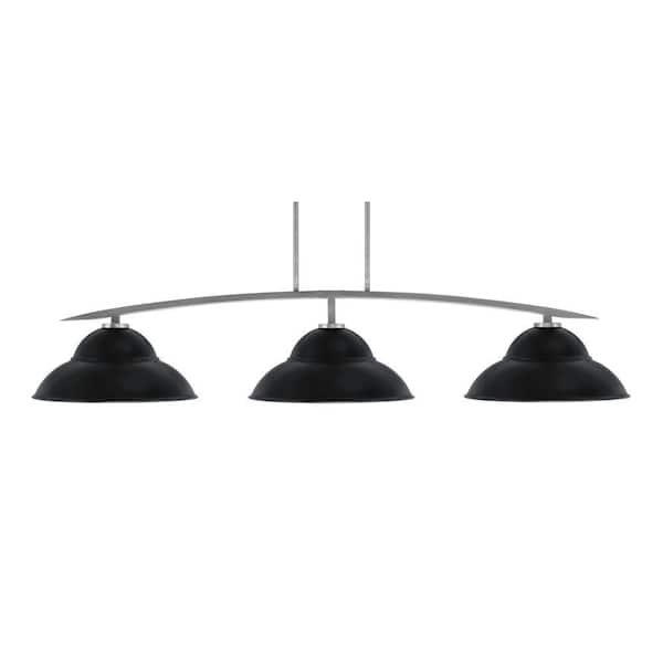 Siena 3-Light Graphite Billiard-Light with Matte Black Metal Shades