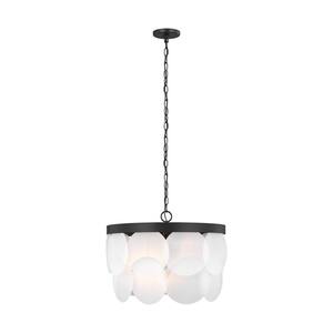 Mellita 6-Light Midnight Black Pendant with Satin Etched Glass Shade