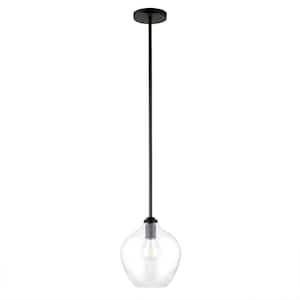 Marisa 1-Light 9 in. Standard Blackened Bronze Pendant with Glass Shade