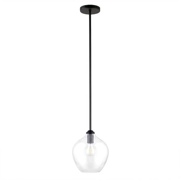 Meyer&Cross Marisa 1-Light 9 in. Standard Blackened Bronze Pendant with Glass Shade