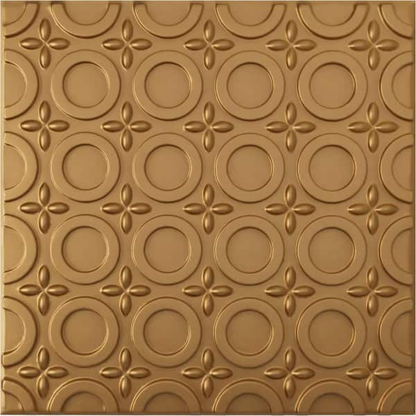 Ekena Millwork 19-5/8"W x 19-5/8"H Abstract EnduraWall Decorative 3D Wall Panel, Gold (12-Pack for 32.04 Sq.Ft.)