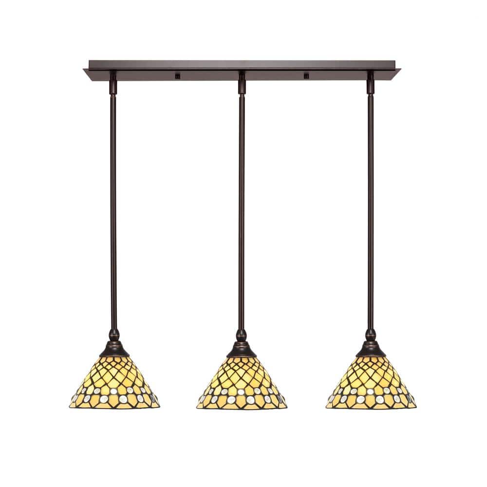 Livingston 100-Watt 3-Light Brown Shaded Pendant Light with 7 in. Starlight