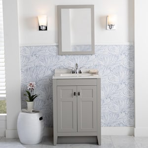 Bladen 25 in. W x 19 in. D x 38 in. H Single Sink  Bath Vanity in Gray with Polar Gray Engineered Solid Surface Top