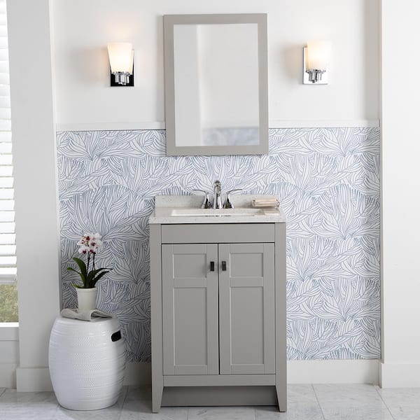 Home Decorators Collection Bladen 25 in. Single Sink Gray Bath Vanity with Polar Gray Cultured Marble Top (Assembled)