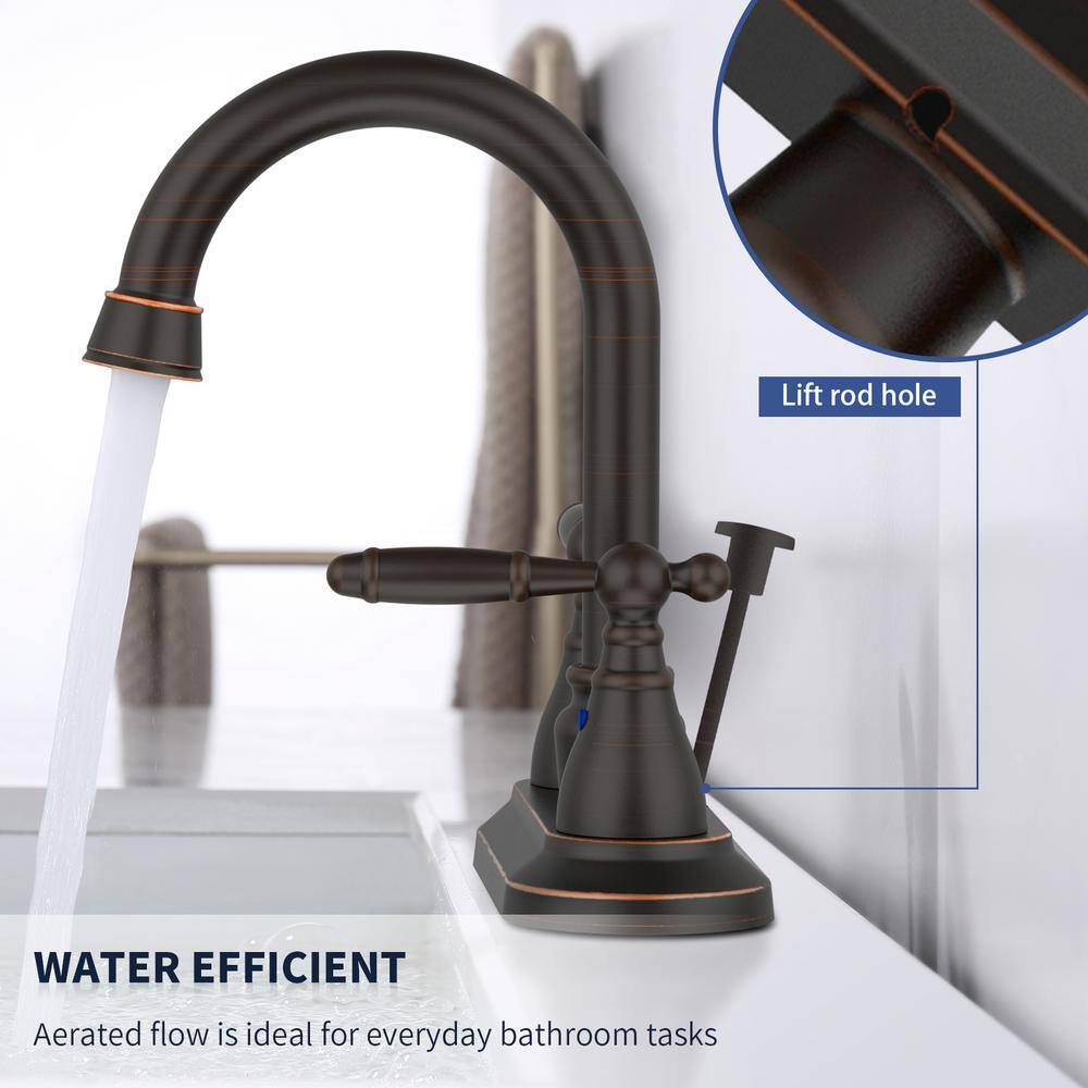 Oil Rubbed Bronze Double Handle Mid Arc Bathroom Faucet
