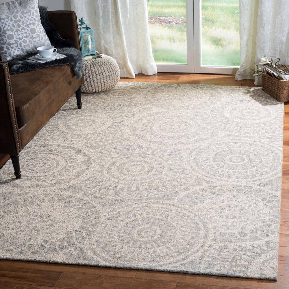 Gray Handmade Abstract Tufted Wool Area Rug 2' x 3'