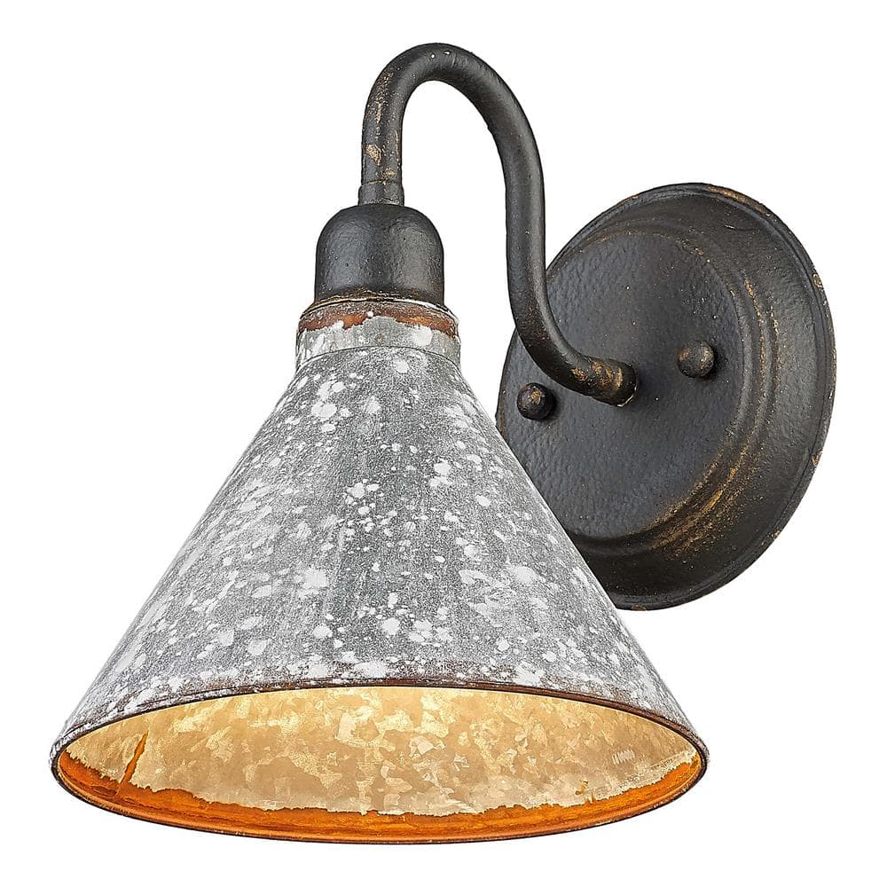 Jasper Antique Black Iron Dimmable Wall Sconce with Gray Shade
