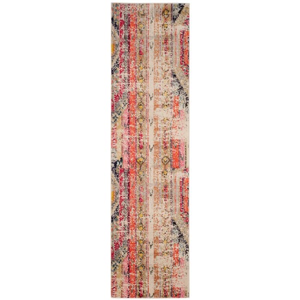 SAFAVIEH Monaco Light Gray/Multi 2 ft. x 20 ft. Distressed Runner Rug