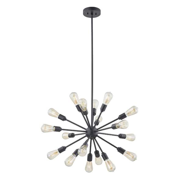 Clihome 18-Light Black Sputnik Chandelier Adjustable Sphere Ceiling Light for Living Room Dining Bedroom