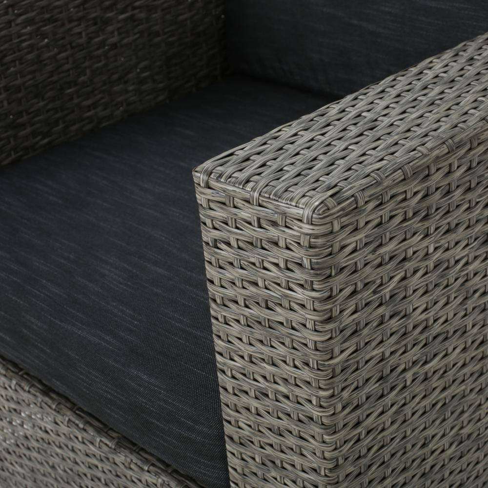 Mixed Black Iron Lounge Chair with Dark Grey Cushions
