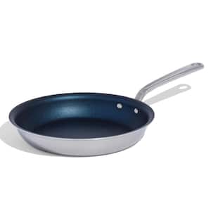 10 in. 5 Ply Stainless Steel Clad Base Professional Grade Nonstick Coating Induction Compatible Frying Pan in Blue