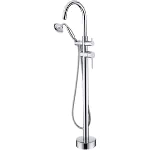 2-Handle Floor Mount Roman Tub Faucet with Hand Shower in Chrome