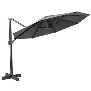 12 ft. x 12 ft. Heavy-Duty Aluminum Frame Single Octagon Outdoor Cantilever Umbrella in Dark Gray