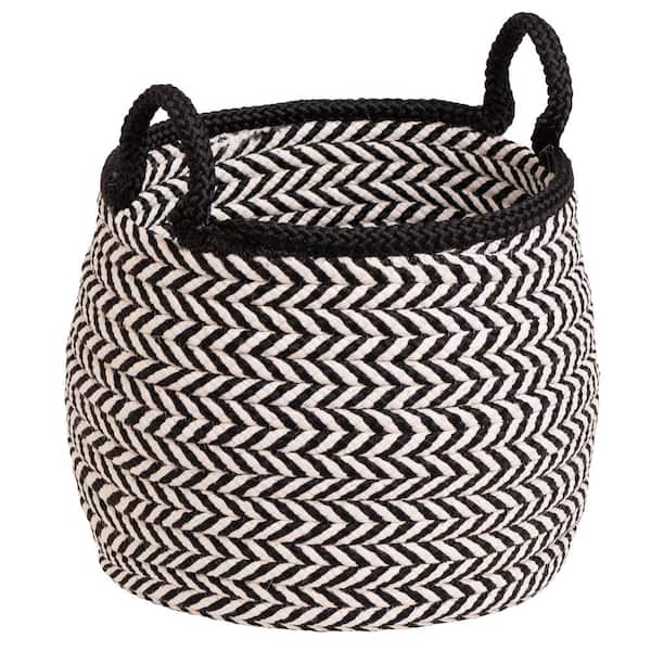 Colonial Mills Preve 12 in. x 12 in. x 12 in. White and Black Round Basket