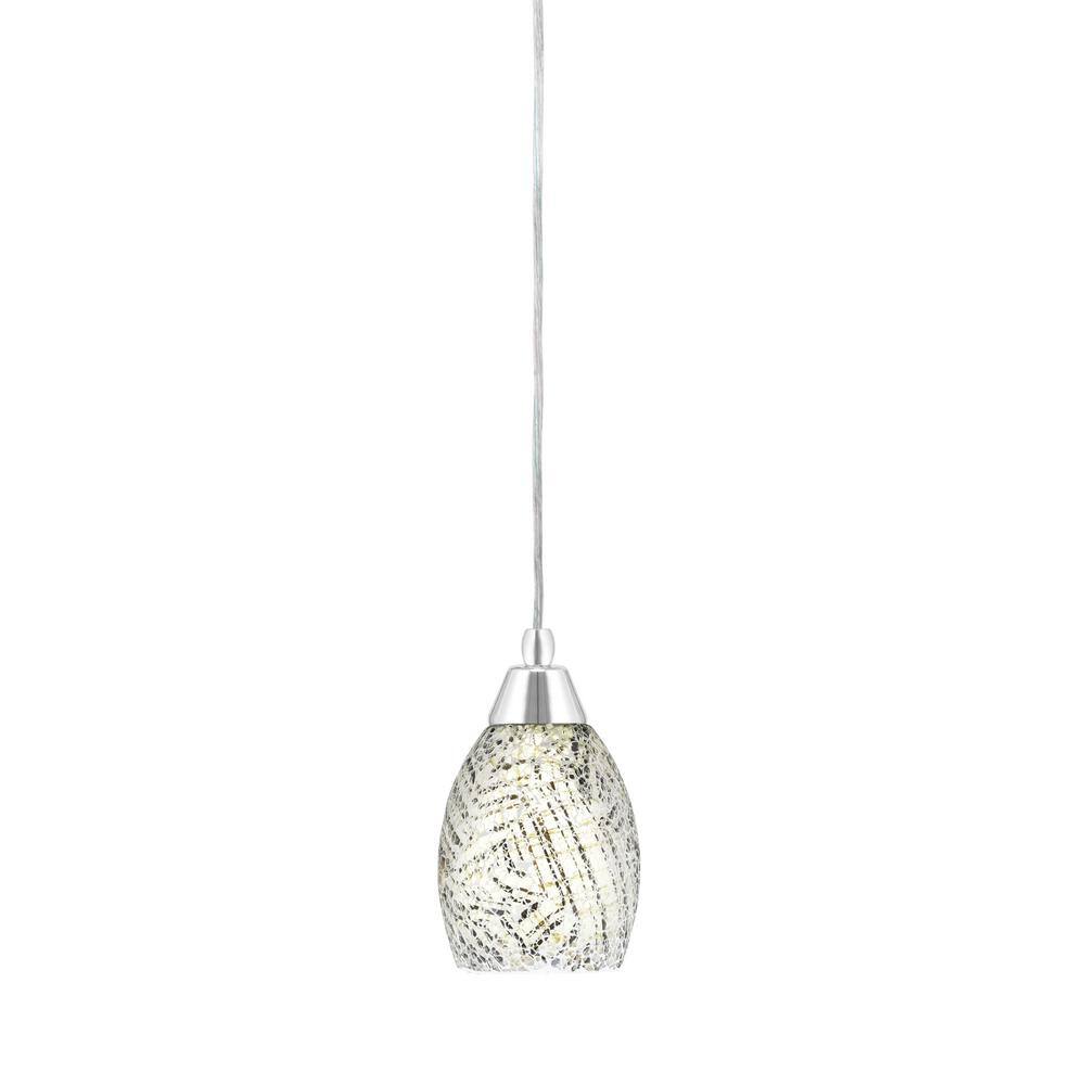 Bryson 5 in. 1-Light Chrome Cord Pendant Light with 5 in. Natural Fusion Gl